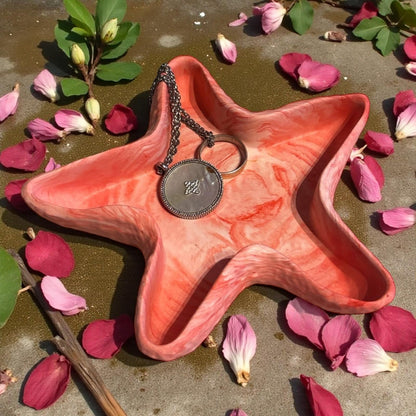 🪸 Vide-Poche Étoile de Mer en Jesmonite – Marbre Rouge Epoxy Kawaii