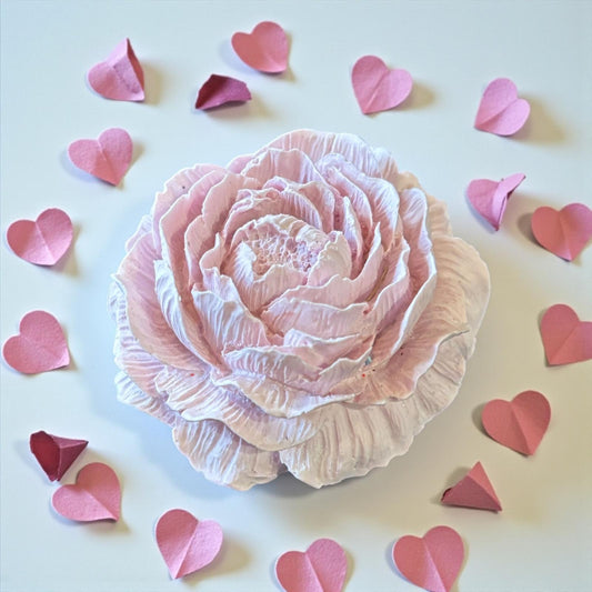 Fleur décorative rose clair pastel en Jesmonite – diffuseur de parfum artisanal Epoxy Kawaii