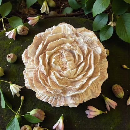 Fleur décorative beige effet bois en Jesmonite – diffuseur de parfum artisanal Epoxy Kawaii