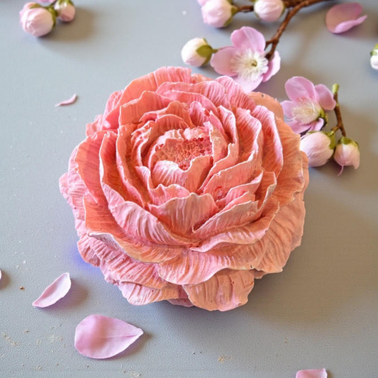 Fleur décorative en Jesmonite rose corail – diffuseur de parfum artisanal Epoxy Kawaii