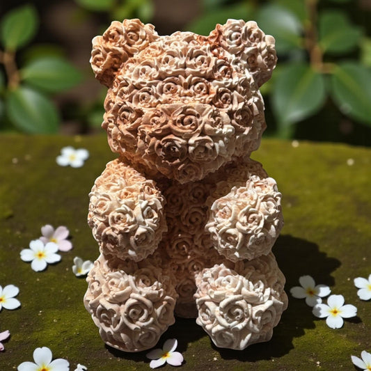 Nounours en Jesmonite marbré beige et marron – diffuseur de parfum artisanal Epoxy Kawaii