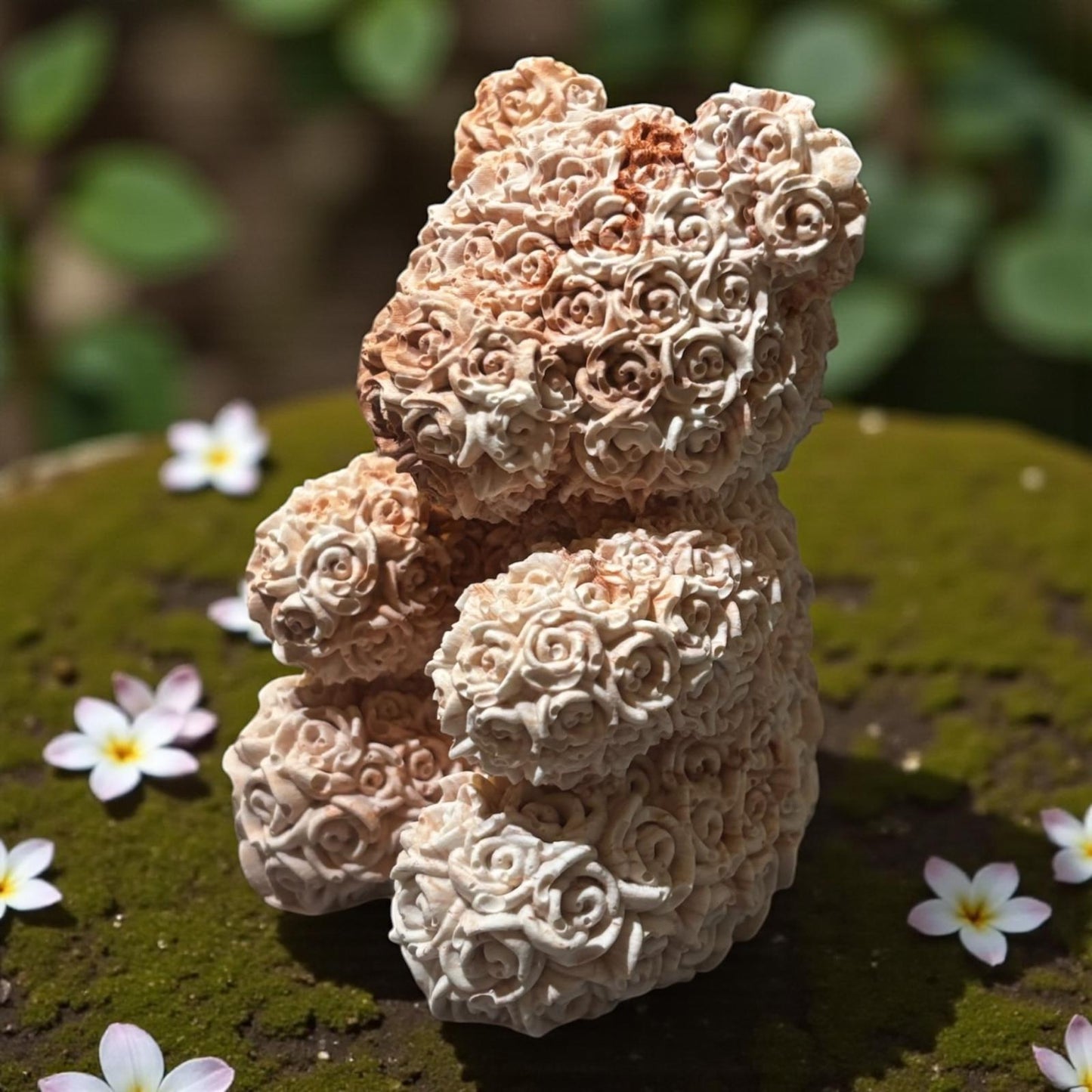 Nounours en Jesmonite marbré beige et marron – diffuseur de parfum artisanal Epoxy Kawaii