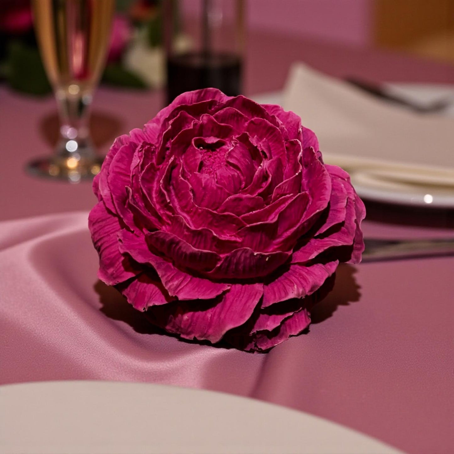 Fleur décorative en Jesmonite fuchsia intense – diffuseur de parfum artisanal Epoxy Kawaii