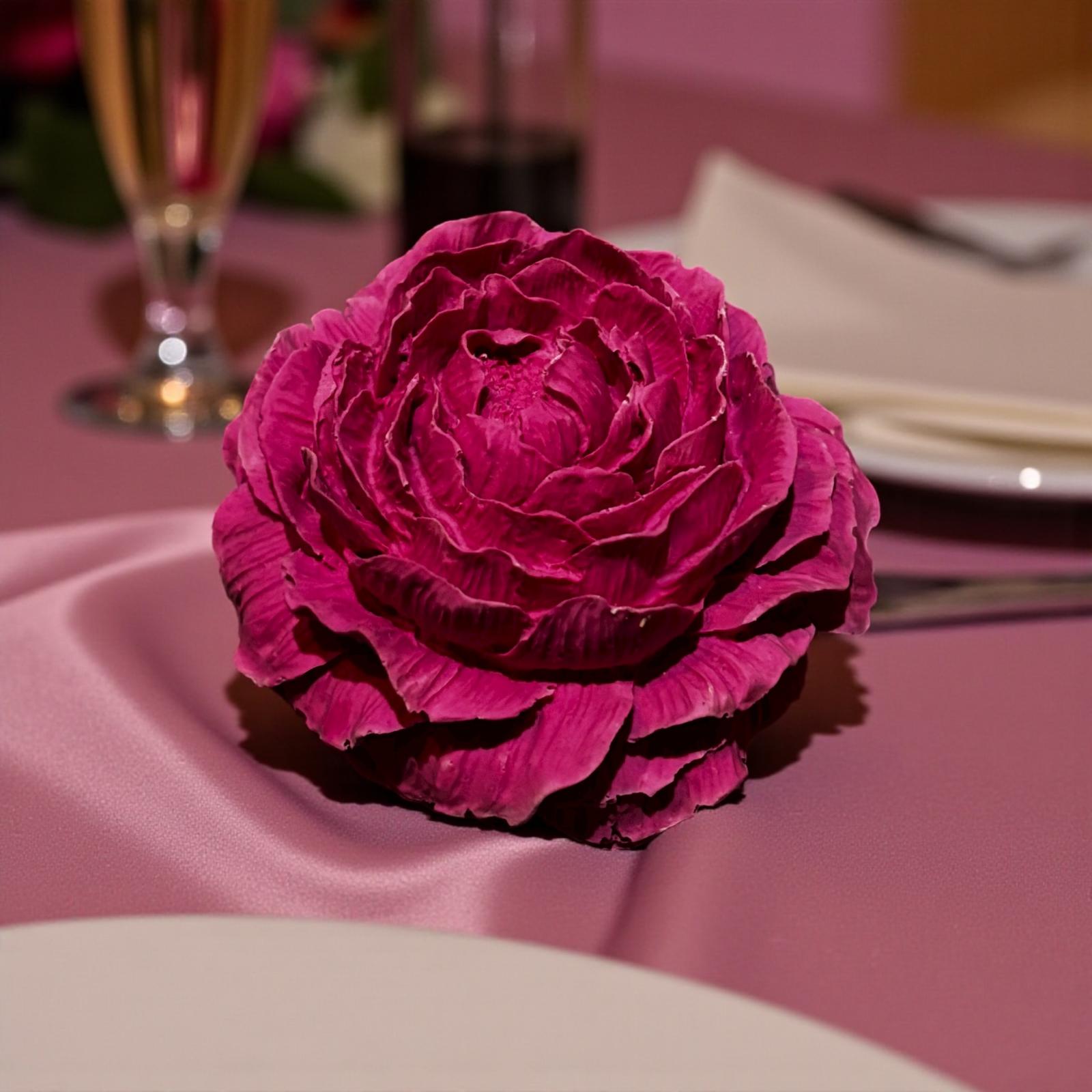 Fleur décorative en Jesmonite fuchsia intense – diffuseur de parfum artisanal Epoxy Kawaii