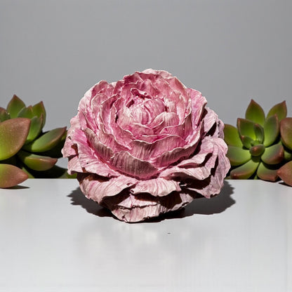 Fleur décorative en Jesmonite rose effet marbré – diffuseur de parfum artisanal Epoxy Kawaii