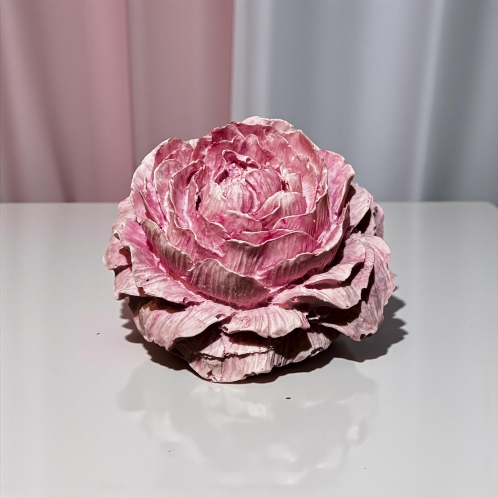 Fleur décorative en Jesmonite rose effet marbré – diffuseur de parfum artisanal Epoxy Kawaii