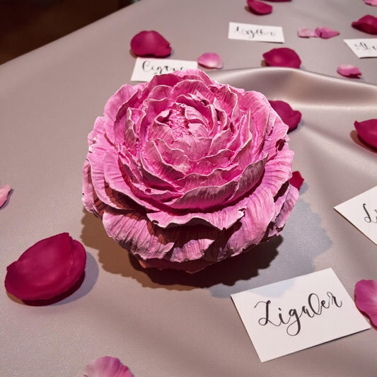 Fleur décorative en Jesmonite rose intense – diffuseur de parfum artisanal Epoxy Kawaii