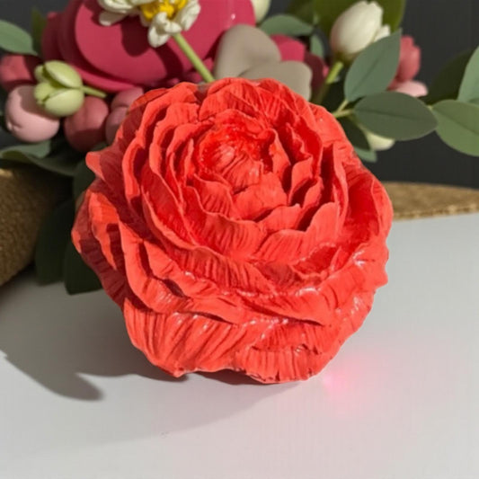 Fleur décorative rouge en Jesmonite – diffuseur de parfum artisanal Epoxy Kawaii
