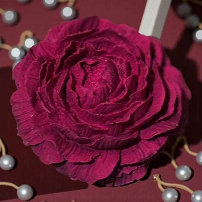 Fleur décorative en Jesmonite fuchsia intense – diffuseur de parfum artisanal Epoxy Kawaii