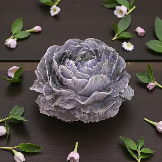Fleur décorative en Jesmonite gris violet marbré – diffuseur de parfum artisanal Epoxy Kawaii