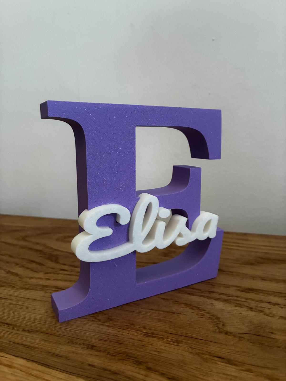 Lettre personnalisée avec prénom en impression 3D couleur pastel décoration kawaii