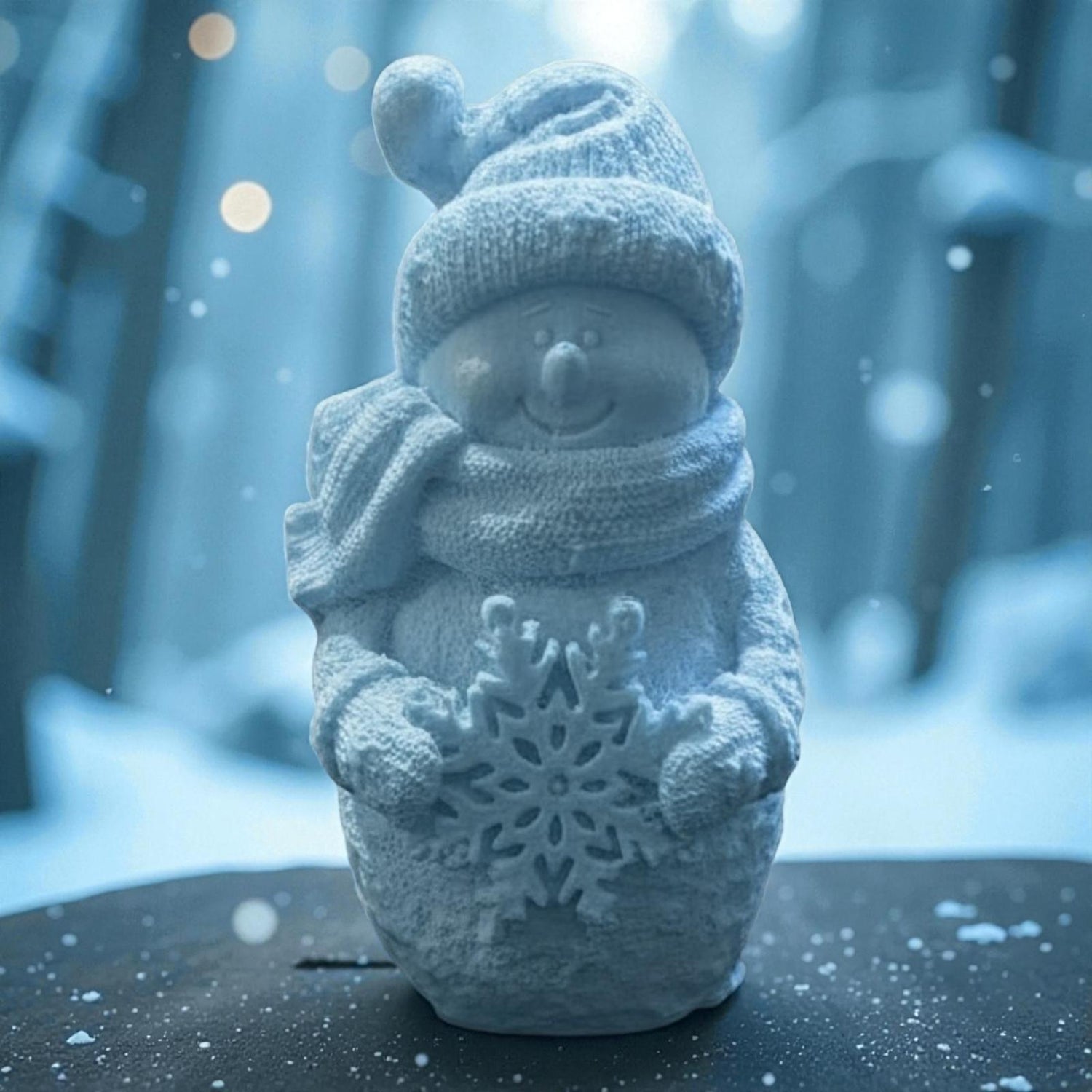 Bonhomme de neige en Jesmonite fait main 🎄. 5 couleurs ou personnalisable. Décoration artisanale, écoresponsable et 100 % Epoxy Kawaii 🇫🇷.