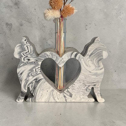 Soliflore Chats Amoureux en Jesmonite Personnalisable – Décoration Artisanale Romantique Epoxy Kawaii
