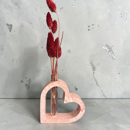 Soliflore Cœur en Jesmonite Personnalisable – Décoration Romantique Artisanale Epoxy Kawaii