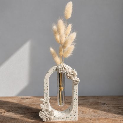 Soliflore Arche Fleuri Personnalisable en Jesmonite – Décoration Artisanale Élégante 🌸 Epoxy Kawaii