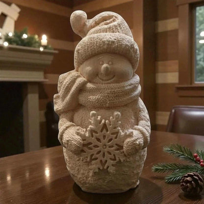 Bonhomme de Neige en Jesmonite – création artisanale faite main