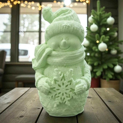 Bonhomme de Neige en Jesmonite – création artisanale faite main