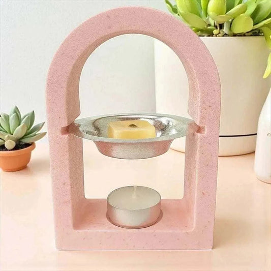 Brûleur à Parfum Arche en Jesmonite – Rose Poudré Terrazzo