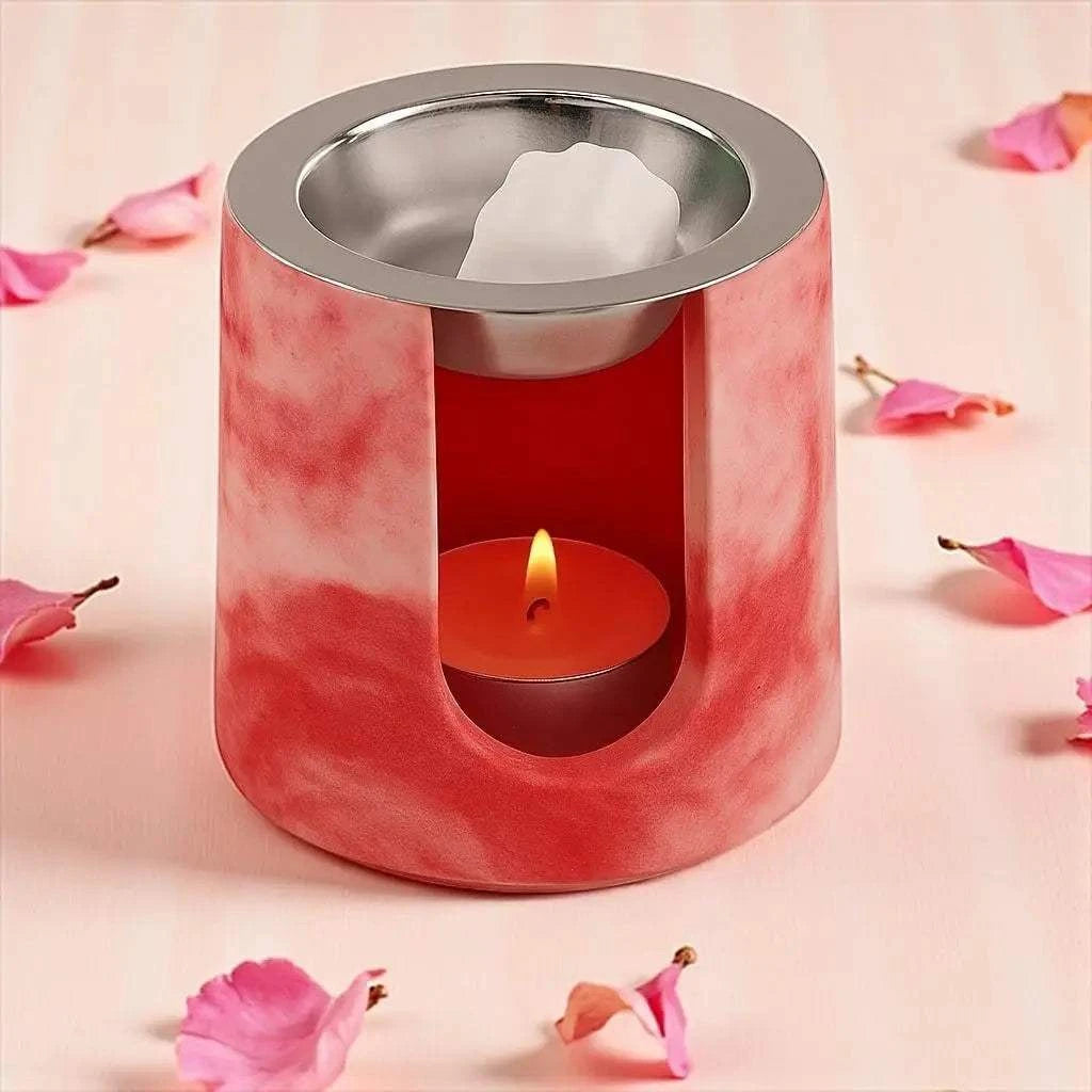 Brûleur à parfum rond rouge effet nuage artisanale pour fondants et huiles essentielles
