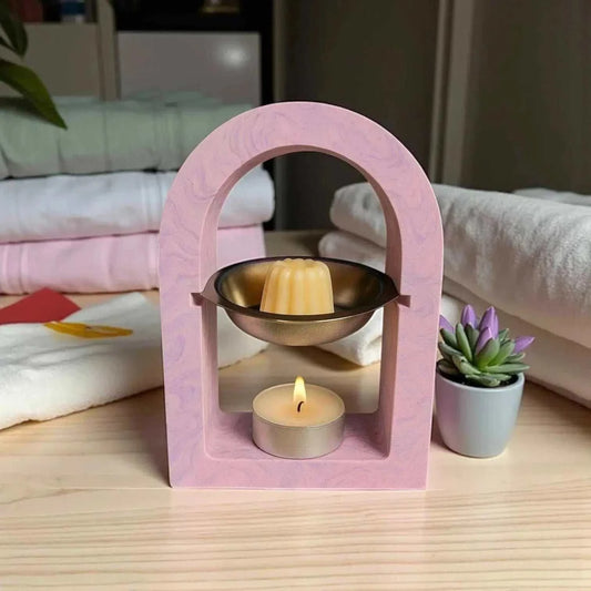 Brûleur à parfum – Rose & violet marbré – création artisanale faite main