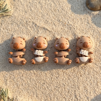 Collection de quatre capybaras articulés aux différentes combinaisons de ventre et de nez