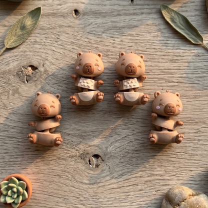 Capybaras kawaii articulés avec ventres crème ou marron et nez contrastés