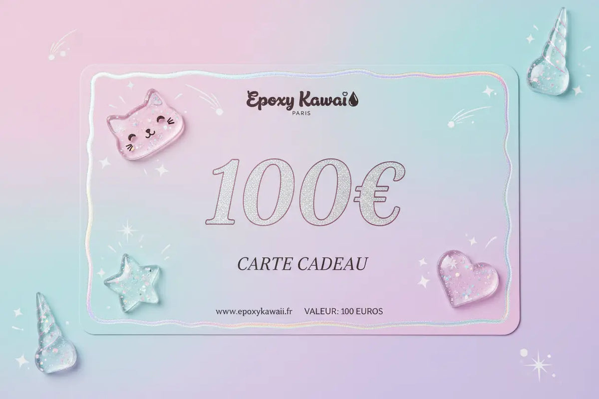Offrez la Carte Cadeau Epoxy Kawaii: diffuseurs, vide-poches, coffrets et objets décoratifs personnalisés en Jesmonite.