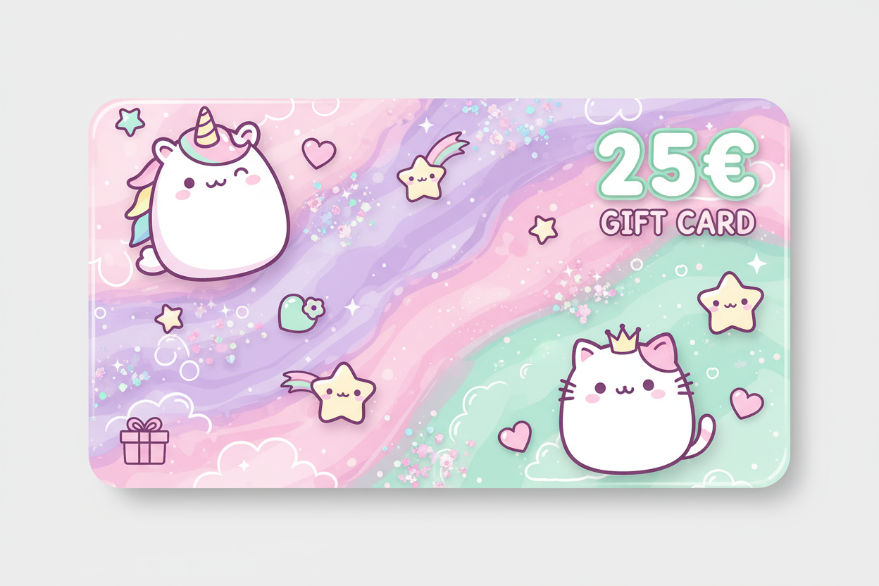 Offrez la Carte Cadeau Epoxy Kawaii : diffuseurs, vide-poches, coffrets et objets décoratifs personnalisés en Jesmonite. E-carte immédiate, valable 12 mois.