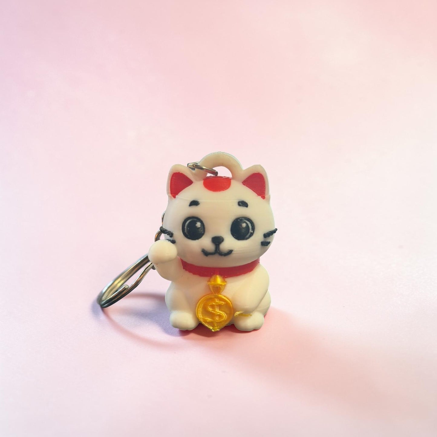 Porte-clé chat japonais Maneki Neko kawaii en PLA imprimé en 3D – porte bonheur