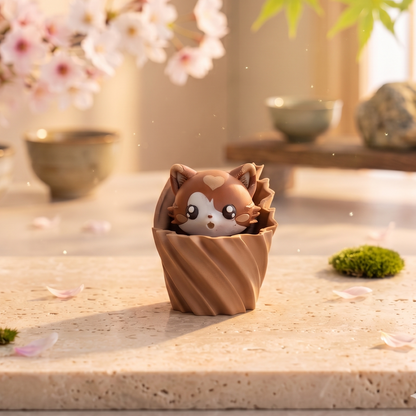 Chat kawaii clicker dans un panier torsadé en impression 3D