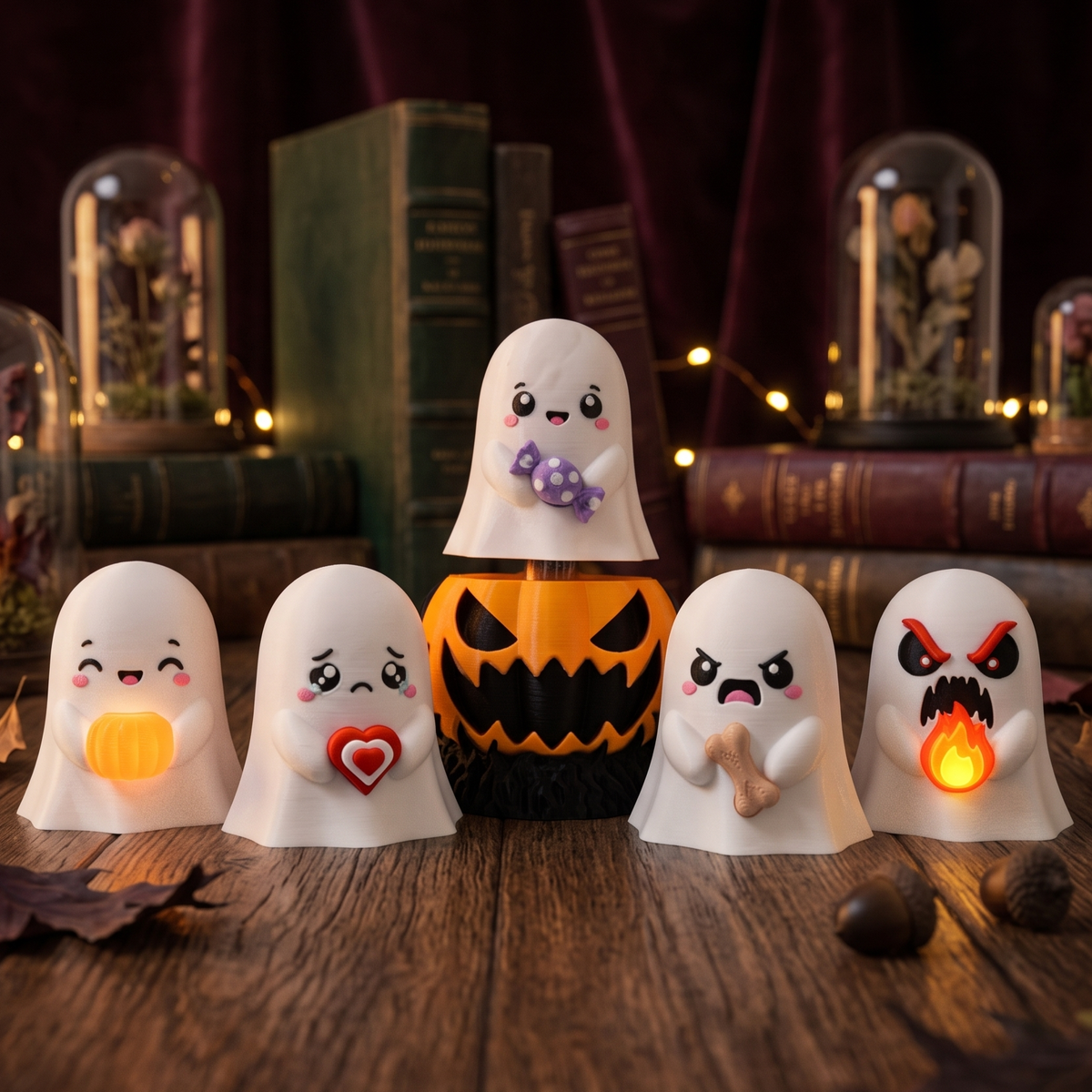 Clicker citrouille Halloween avec cinq modèles de fantômes et accessoires différents