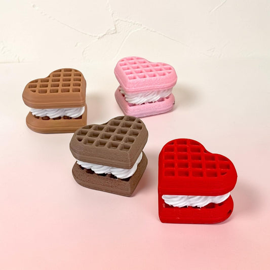 Clicker anti-stress gaufre cœur personnalisable en impression 3D, objet kawaii coloré avec effet clic relaxant