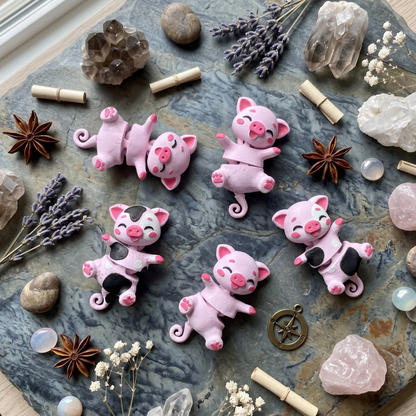 Collection de porte-clés cochons en impression 3D, modèles uni et tachetés