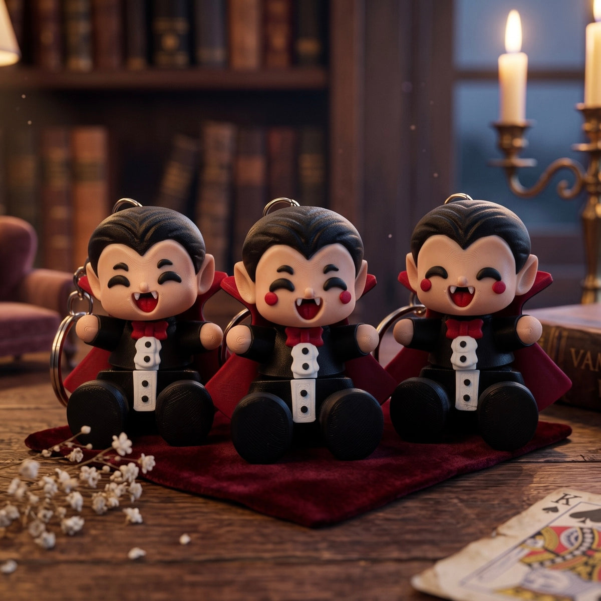 Porte-clé Dracula kawaii Halloween impression 3D - trio