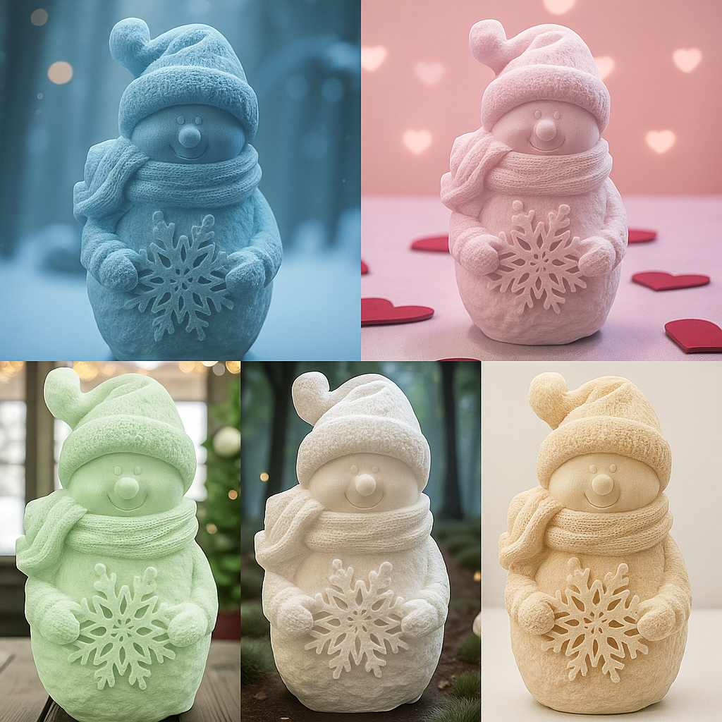 Crée ton bonhomme de neige unique en Jesmonite 🌨️ ! Choisis couleurs, effets, paillettes et finitions pour une décoration hivernale artisanale et écoresponsable faite main en France 💝