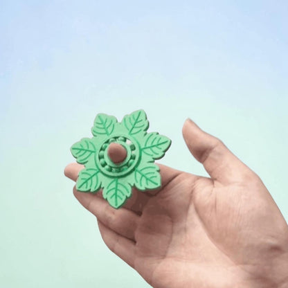 Fidget spinner en forme de feuille verte en impression 3D, objet anti-stress naturel et relaxant