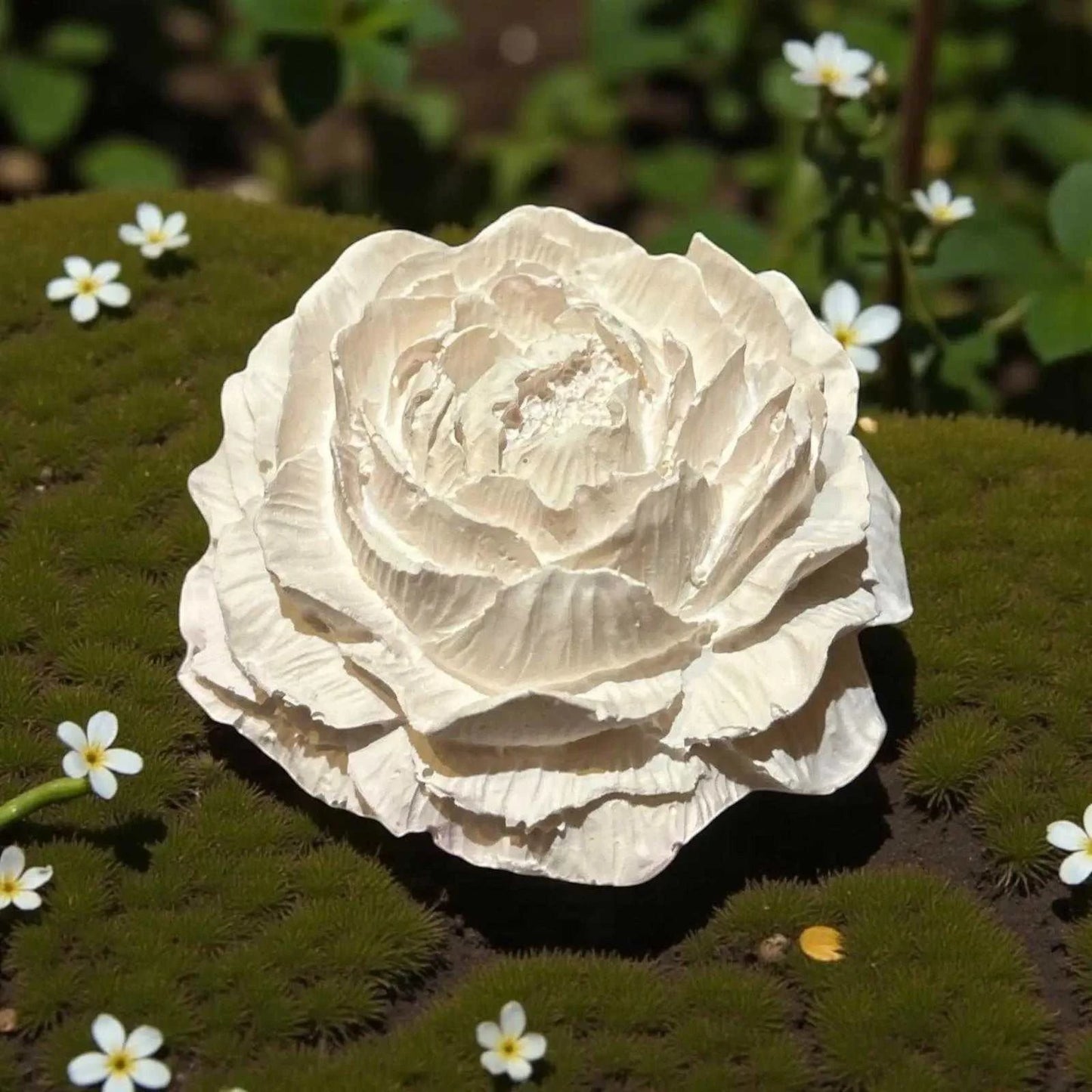Fleur décorative blanche en Jesmonite artisanale française, élégante et naturelle