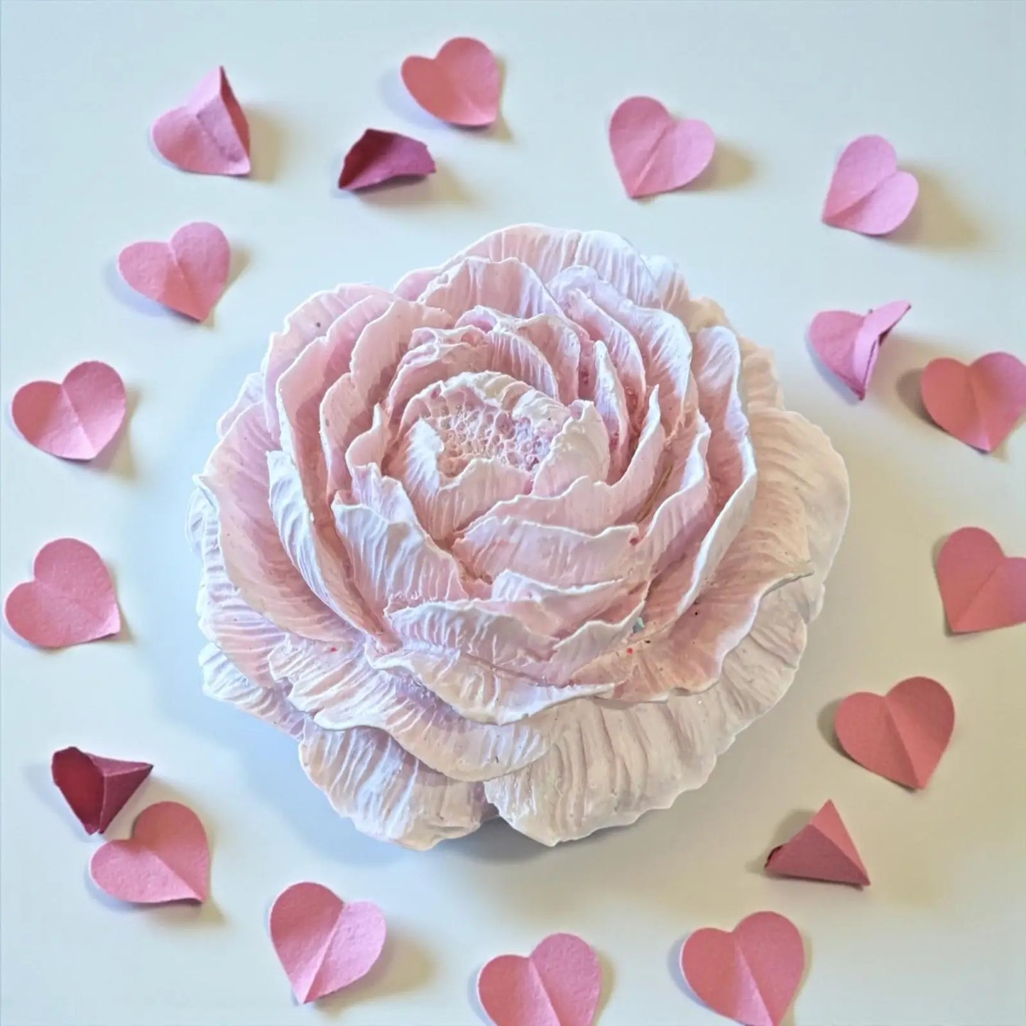 Fleur décorative rose clair pastel en Jesmonite – diffuseur de parfum artisanal Epoxy Kawaii