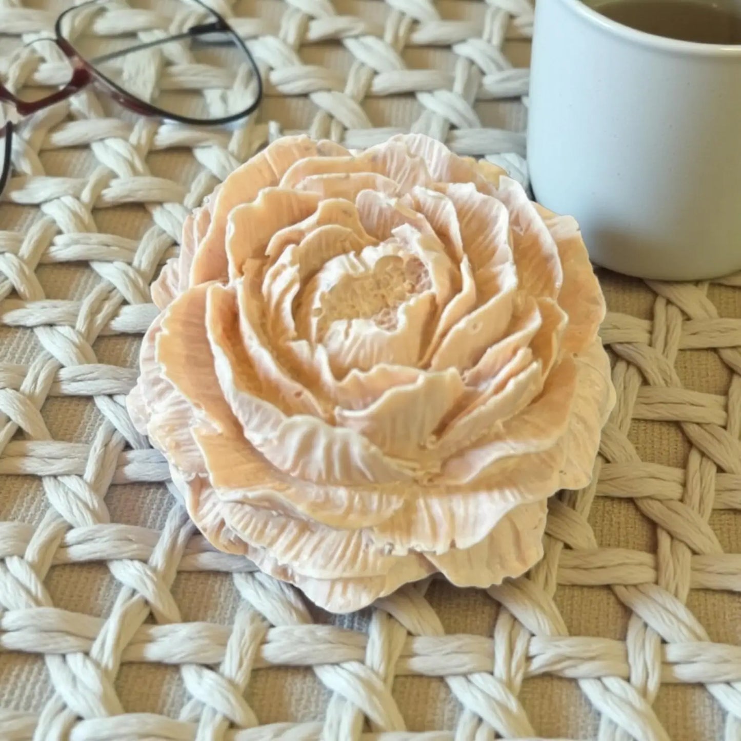 Fleur décorative en Jesmonite rose poudré clair – diffuseur de parfum artisanal Epoxy Kawaii
