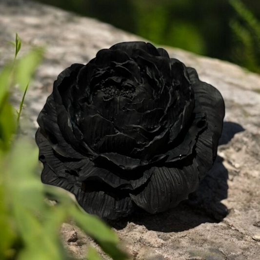 Fleur décorative en Jesmonite noire – diffuseur de parfum artisanal Epoxy Kawaii