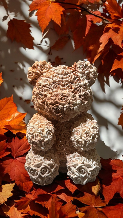 Nounours en Jesmonite marbré beige et marron – diffuseur de parfum artisanal Epoxy Kawaii