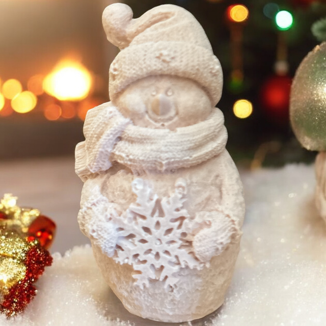 Bonhomme de neige en Jesmonite fait main 🎄. 5 couleurs ou personnalisable. Décoration artisanale, écoresponsable et 100 % Epoxy Kawaii 🇫🇷.