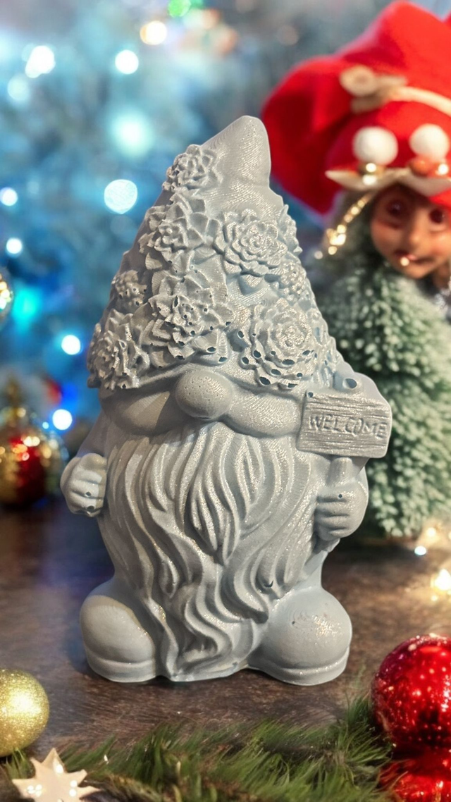 Gnome de bienvenue en Jesmonite – décoration artisanale de Noël Epoxy Kawaii