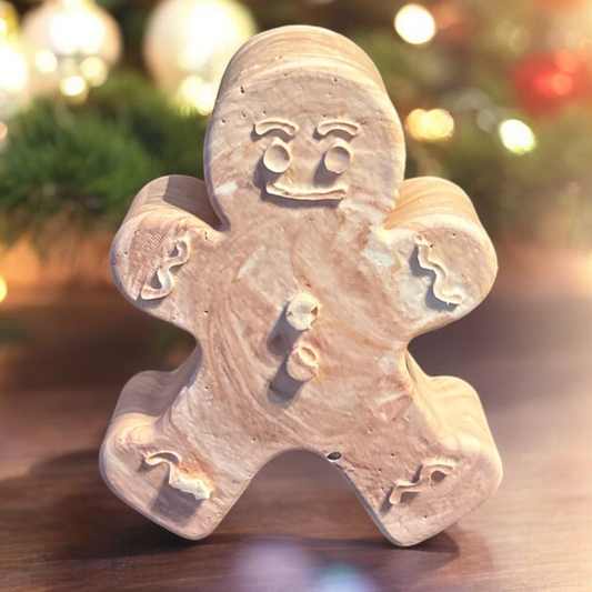 Bonhomme en pain d’épice en Jesmonite marron marbré – décoration artisanale Epoxy Kawaii