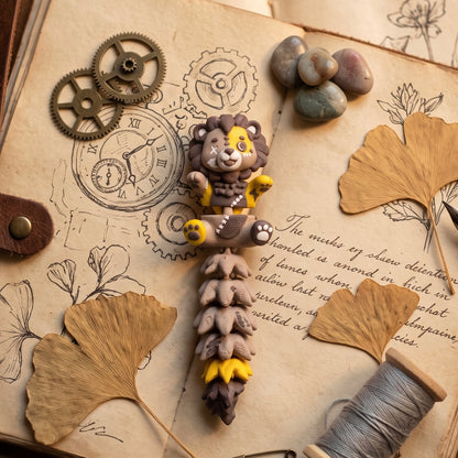 Lion articulé Halloween avec queue Fluffy et visage cousu