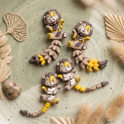 Collection de quatre lions Halloween articulés kawaii avec queues Fluffy et classiques