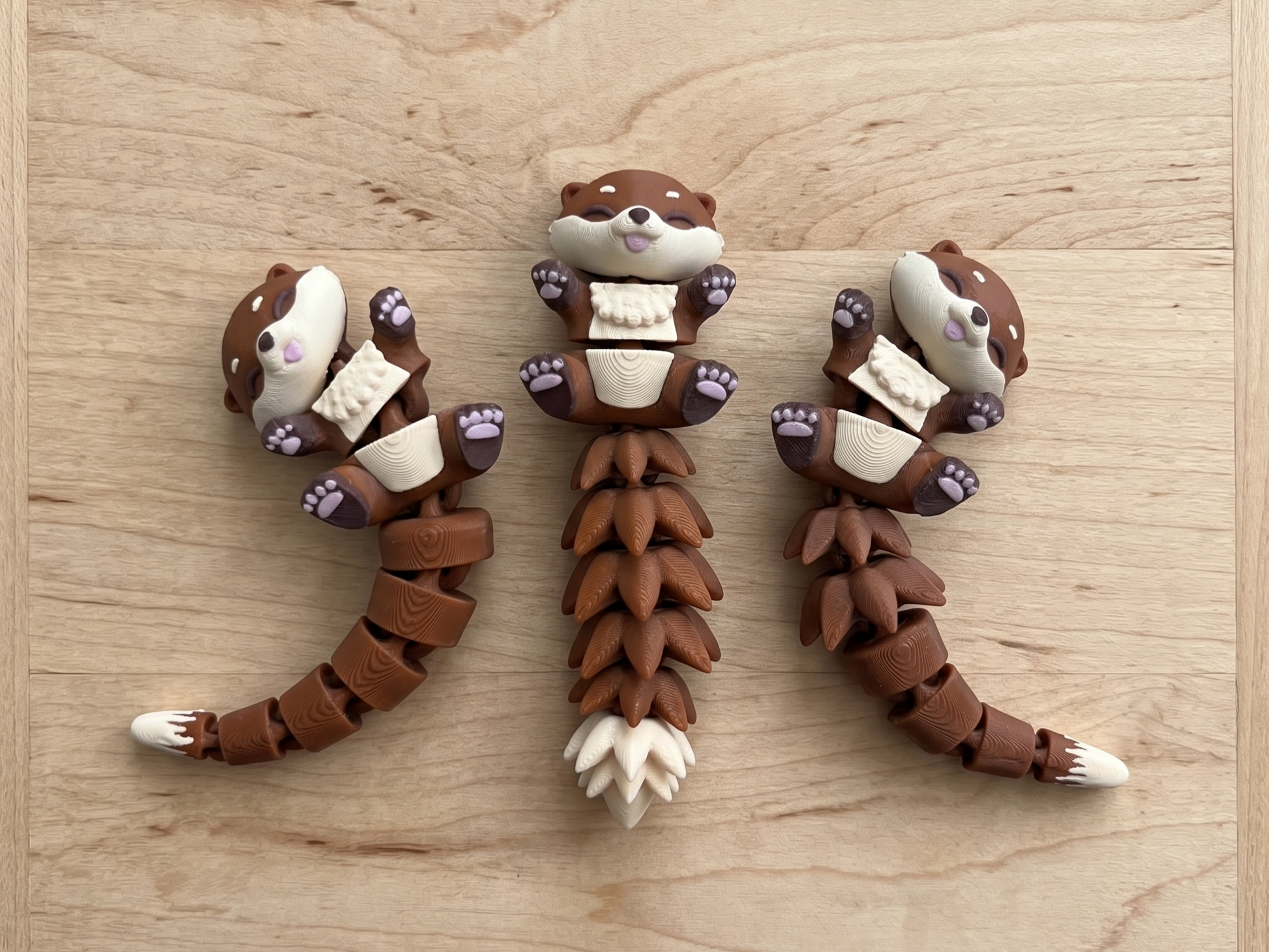 Porte-clé Loutre articulée 3D – Bébé Loutre Kawaii Epoxy Kawaii