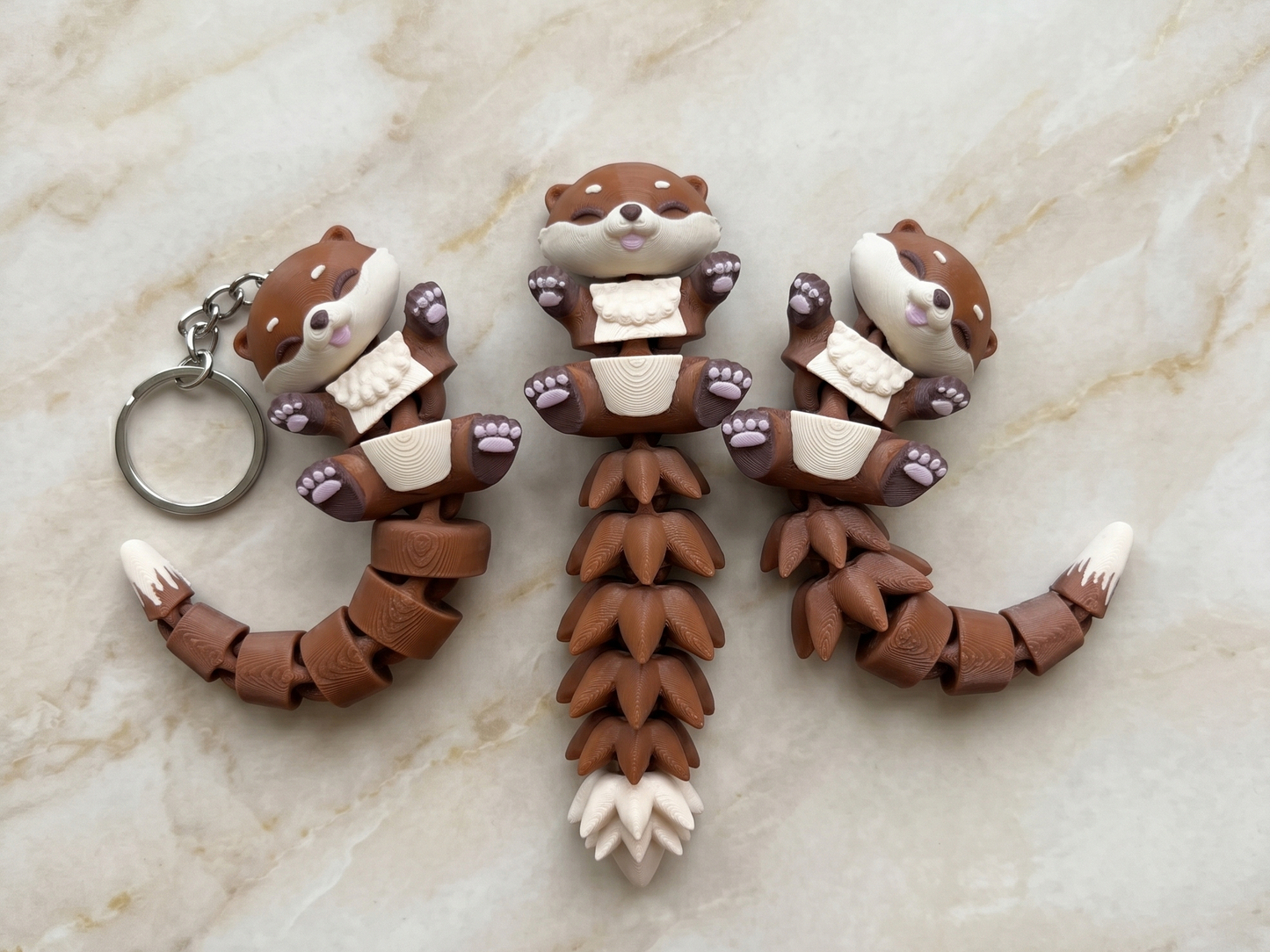 Porte-clé Loutre articulée 3D – Bébé Loutre Kawaii Epoxy Kawaii