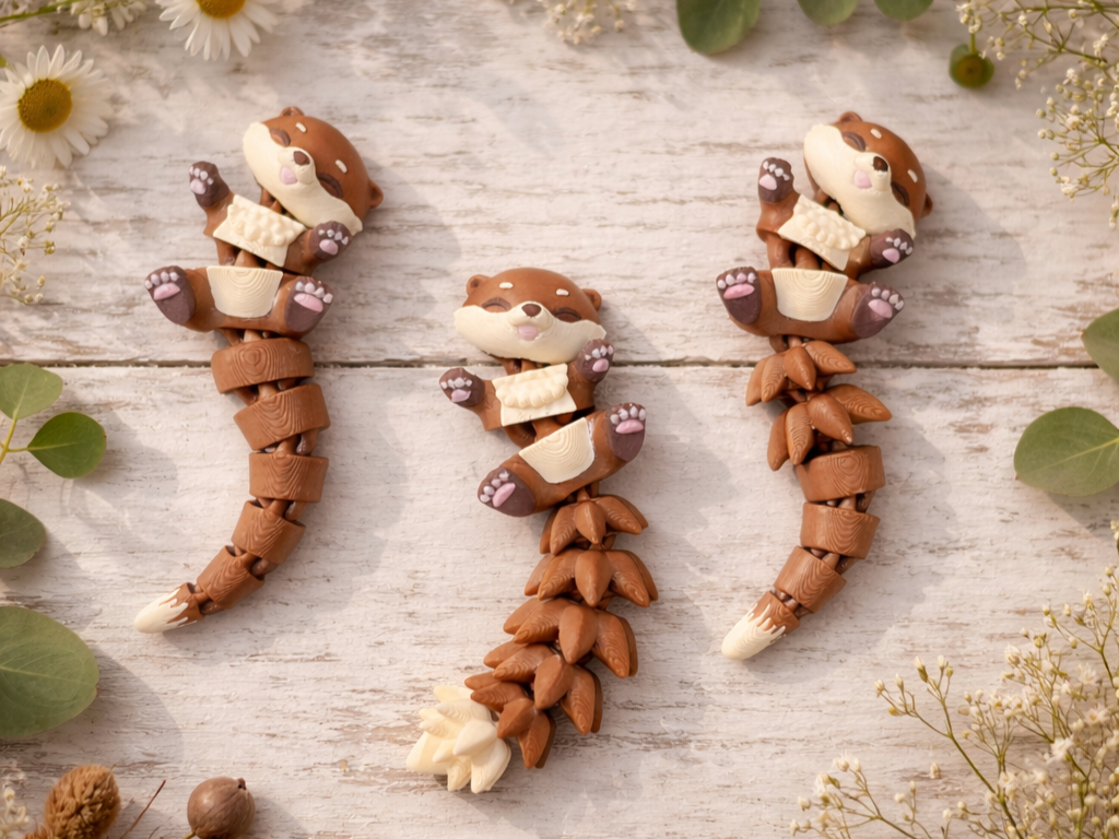 Porte-clé Loutre articulée 3D – Bébé Loutre Kawaii Epoxy Kawaii