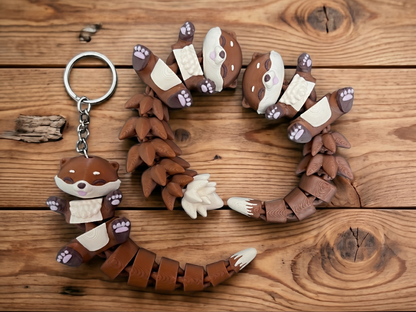 Porte-clé Loutre articulée 3D – Bébé Loutre Kawaii Epoxy Kawaii